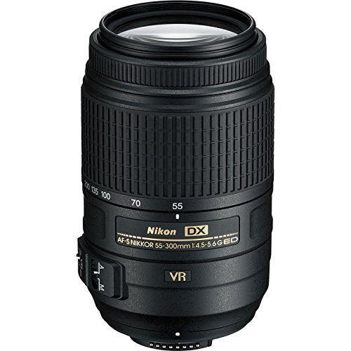 Nikon 2197-IV AF-S DX NIKKOR 55-300mm f/4.5-5.6G ED Vibration Reduction Zoom Lens with Auto Focus for DSLR Cameras, 100