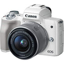 Canon EOS M50 Mirrorless Camera with 18-45mm Lens - White