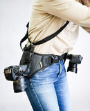 Cotton Carrier Slingbelt with Tether for One Camera. Camera Harness for Hiking and Traveling for Hands-Free Carrying