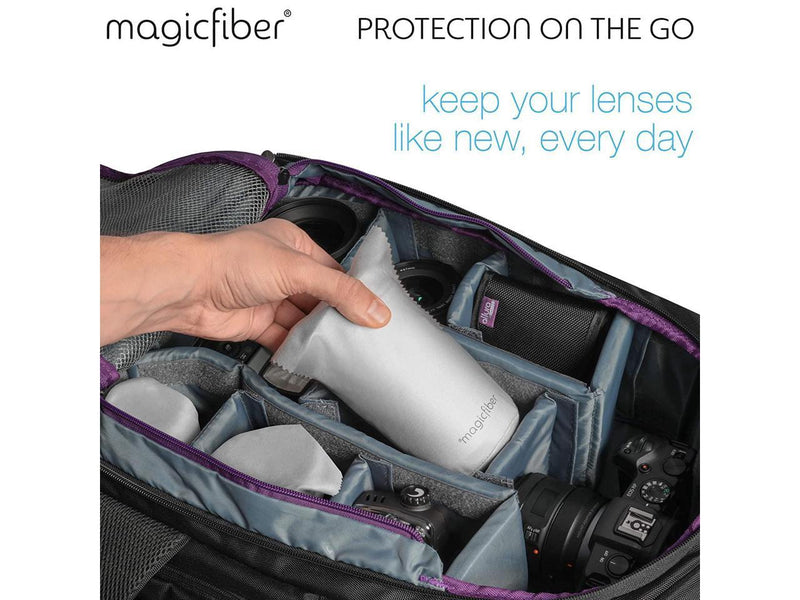 MagicFiber Microfiber Camera Lens Pouches (3 Pack) Ultra Soft Bags with Built-in Cloth for Cleaning and Storing Camera Lenses