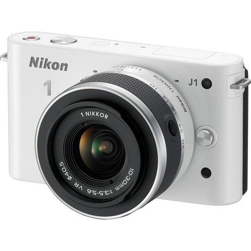 Nikon 1 J1 Mirrorless Digital Camera with 10-30mm VR Zoom Lens (White) Used