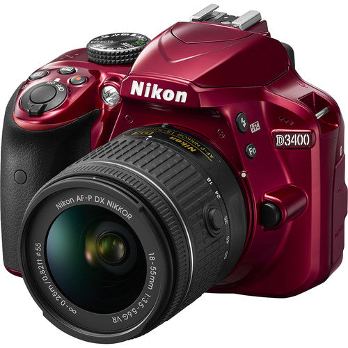Nikon D3400 DSLR Camera with 18-55mm Lens - Red