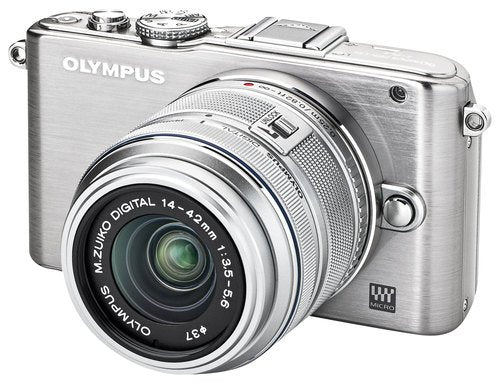 Olympus E-P3 PEN Digital Camera with 14-42mm Lens and FL-LM1 Flash - Silver