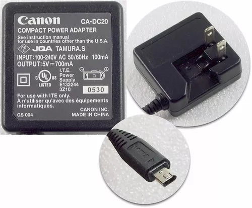 Canon CA-DC20 Compact Power Adapter Selected PowerShot Cameras