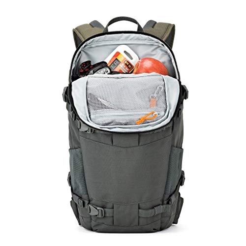 Lowepro LP37015-PWW, Flipside Trek BP 350 AW Backpack for Camera, Stores DSLR with Lens Attached, Extra Lenses, Tripod, 10 Inch Tablet Grey/Dark Green