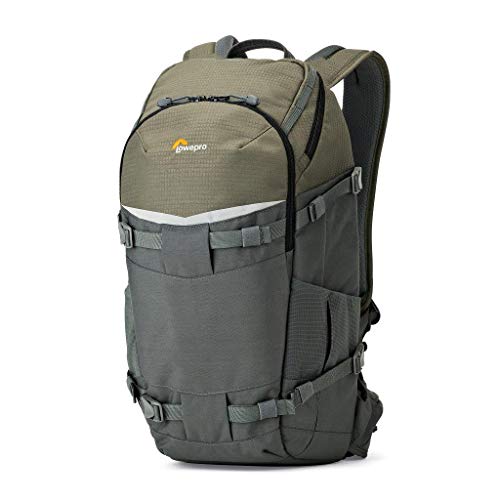 Lowepro LP37015-PWW, Flipside Trek BP 350 AW Backpack for Camera, Stores DSLR with Lens Attached, Extra Lenses, Tripod, 10 Inch Tablet Grey/Dark Green