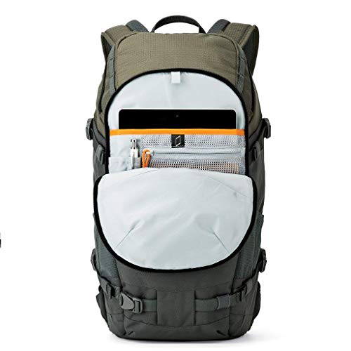 Lowepro LP37015-PWW, Flipside Trek BP 350 AW Backpack for Camera, Stores DSLR with Lens Attached, Extra Lenses, Tripod, 10 Inch Tablet Grey/Dark Green