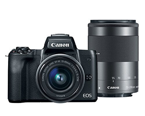 Canon EOS M50 Mirrorless Digital Vlogging Camera with EF-M15-45mm lens and EF-M 55-200mm lenses with 4K Video and Touch LCD Screen, Black