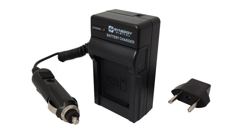 Rapid Battery Charger for Olympus LI-70B Battery - With Fold-In Wall Plug, Car & EU Adapters