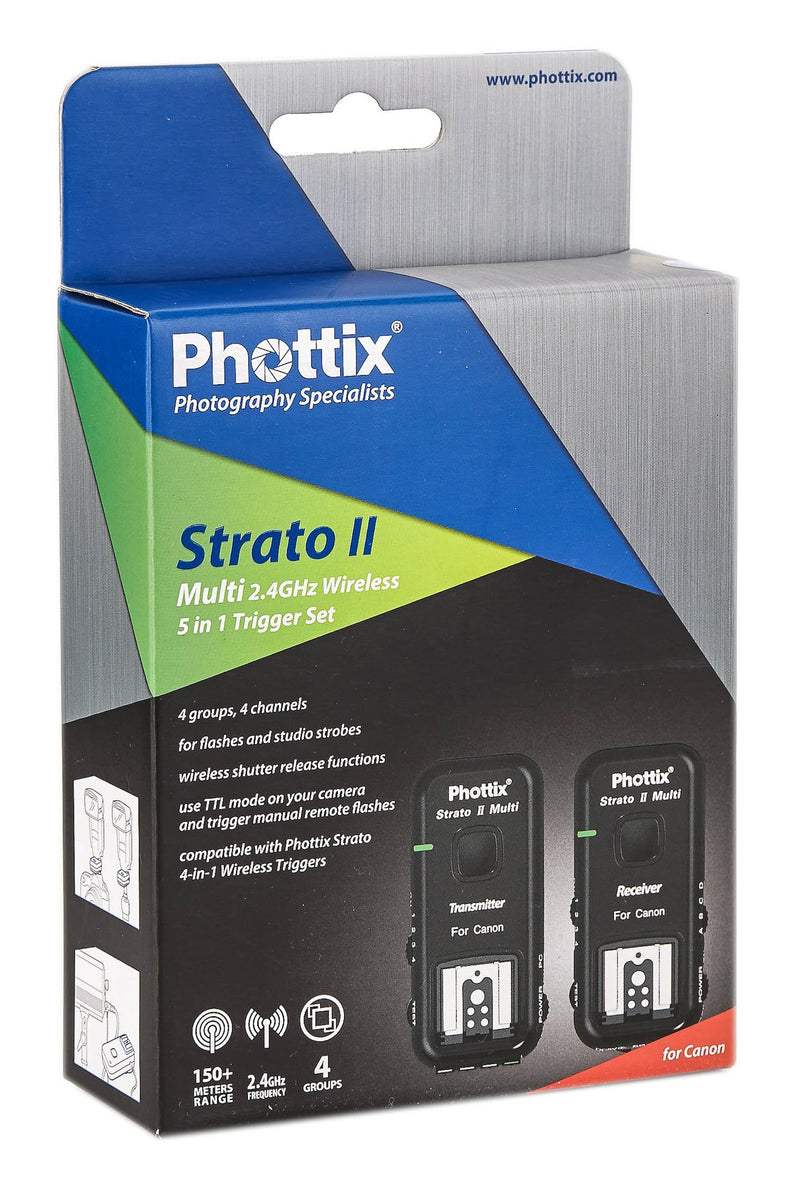 Phottix Strato II Wireless Flash Trigger Multi 5-in-1 Set for Canon - Transmitter and Receiver (PH15651)