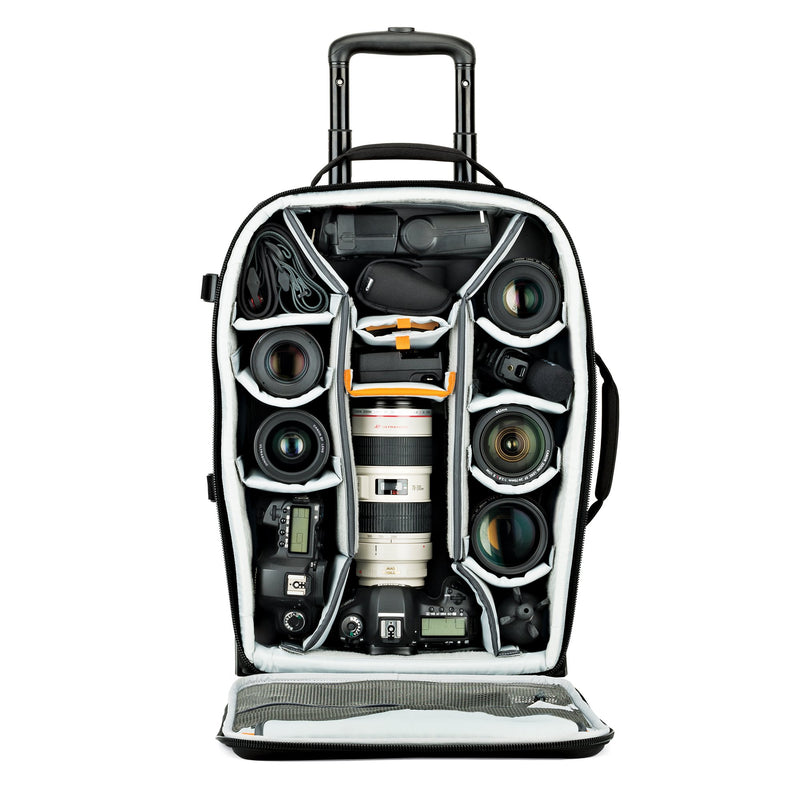 Lowepro PhotoStream Roller 150 - Rolling Travel Bag for Photographers- Carry On Compatible. 8.2 lbs. Black.