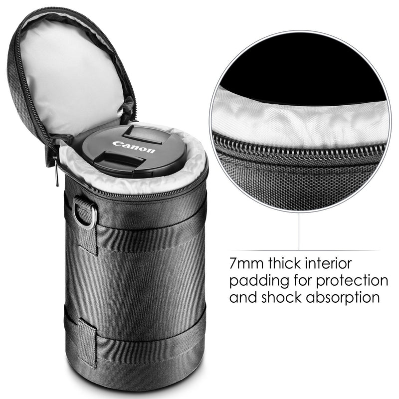 Camson Padded & Water Resistant Lens Pouch Bag Case + Adjustable Shoulder Strap
