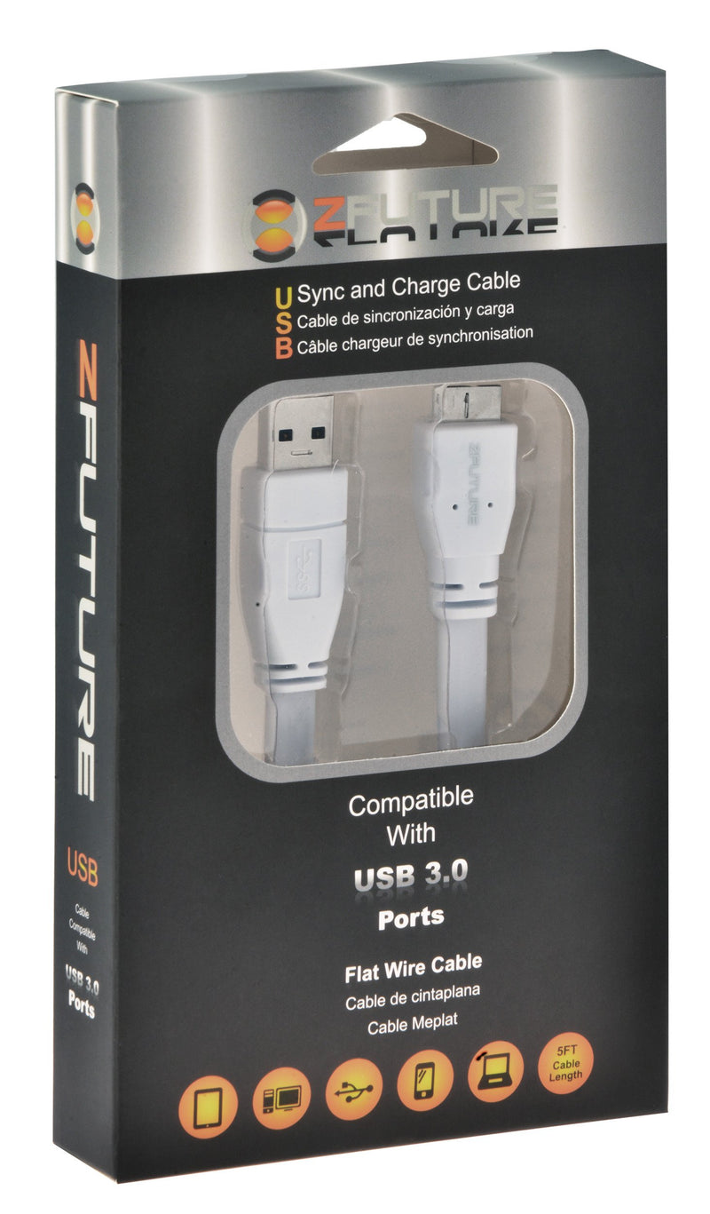ZFUTURE USB 3.0 Sync and Charge - Flat Wire Cable, For all Samsung devices compatible with USB 3.0