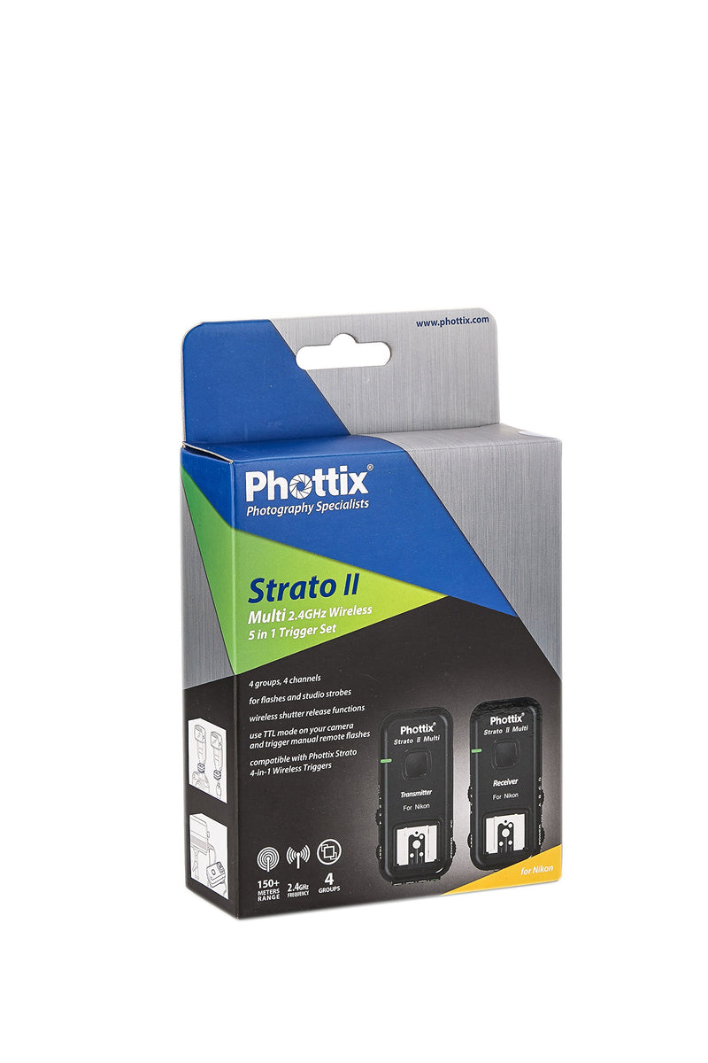Phottix Strato II Wireless Flash Trigger Multi 5-in-1 Set for Nikon - Transmitter and Receiver (PH15653)
