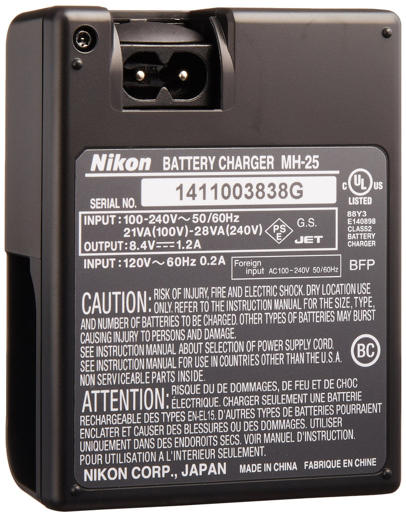 Nikon MH-25 Quick Charger for EN-EL15 Li-ion Battery compatible with Nikon D7000 and V1 Digital Cameras