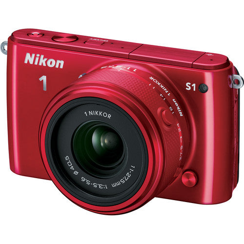 Nikon 1 S1 Mirrorless Digital Camera with 11-27.5mm Lens (Red)