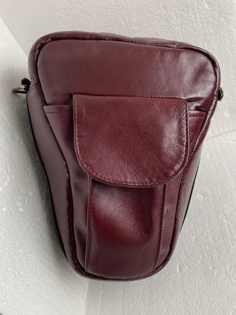 Three Star Vintage DSLR Holster Padded Leather Bag Burgundy - Used