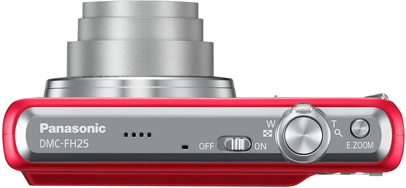 Panasonic Lumix DMC-FH25 Digital Camera with 8x Wide Angle Image Stabilized Zoom 2.7 inch LCD (Red)-Camera Wholesalers