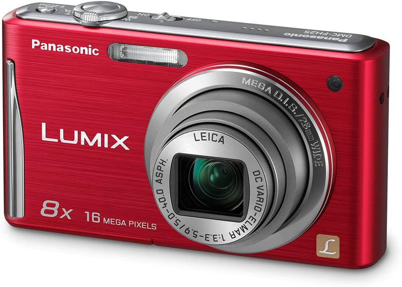 Panasonic Lumix DMC-FH25 Digital Camera with 8x Wide Angle Image Stabilized Zoom 2.7 inch LCD (Red)-Camera Wholesalers
