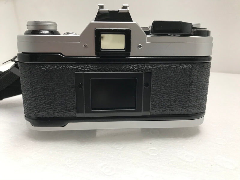 Canon AE-1 Chrome 35mm Film Camera with ZYKKOR MC 28mm f/2.8 Lens and Leather Case - Used very Good