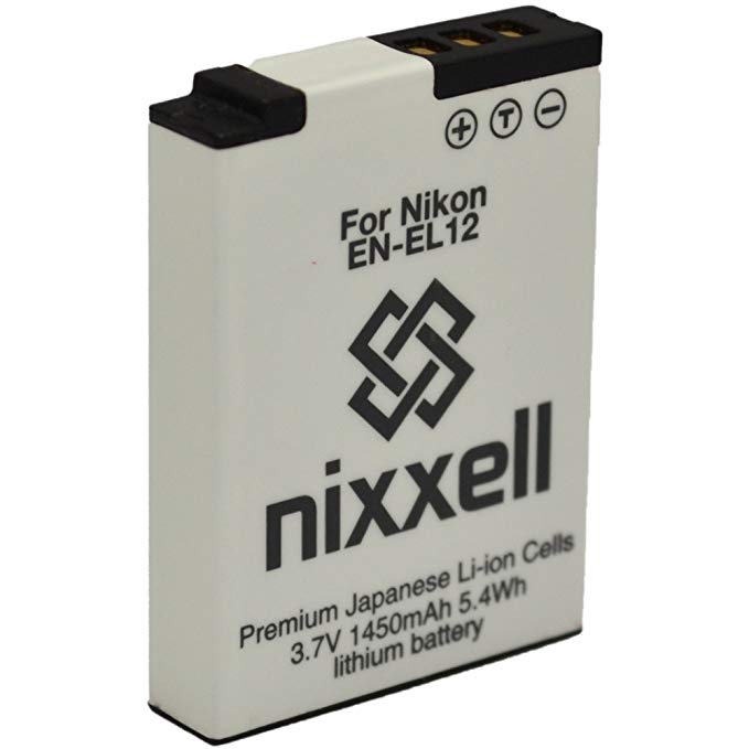 Nixxell EN-EL12 Battery for Nikon AW100, AW100s, AW110, AW110s, P300, P310, P330, S31, S70, S610, S620, S630, S640, S800c, S1000pj, S1100pj, S1200pj, S6000, S6100, S6150, S6200