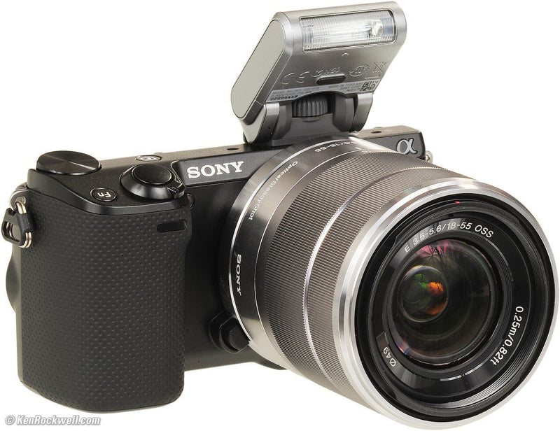 Sony Alpha NEX-5R Mirrorless Digital Camera with 18-55mm f/3.5-5.6 OSS Lens & External Flash (Black/Silver)