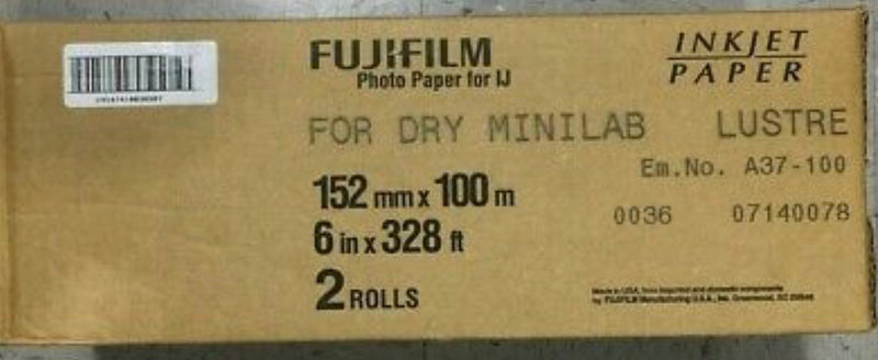 Fujifilm DX100 6" x 328' ft Lustre Dry Inkjet Photo Paper for Fuji Dry Minilab Printer - 2 Rolls-Camera Wholesalers